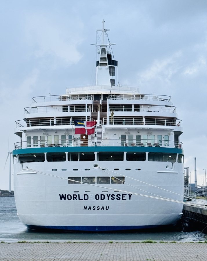 The World Odyssey ship docked at port