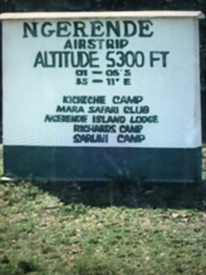 A sign marking Ngerende Airstrip