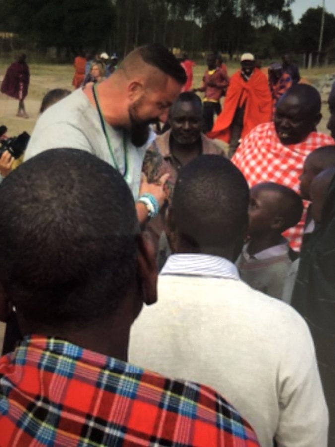 An outdoor gathering during the Africa trip